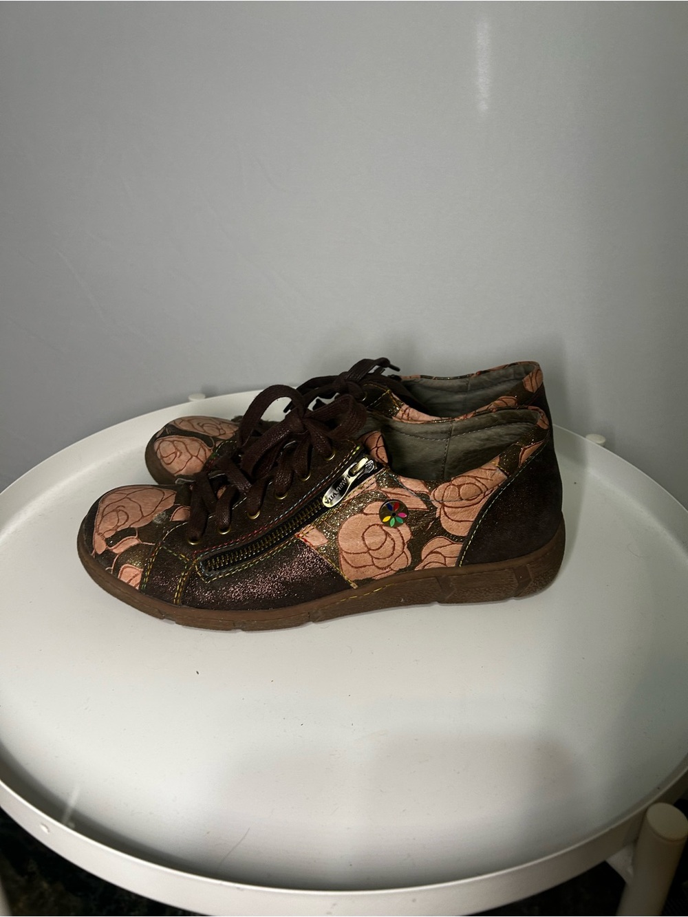 Laura Vita GOCTHO 11 Floral Leather Zip Sneakers EU 41